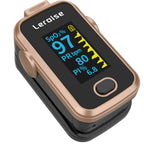Fingertip Pulse Oximeter for Oxygen Level and Pulse Rate, Batteries and Lanyard Included - Black/Rose Gold