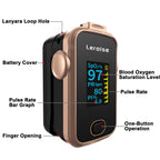Fingertip Pulse Oximeter for Oxygen Level and Pulse Rate, Batteries and Lanyard Included - Black/Rose Gold