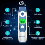 Forehead and Ear Thermometer for Baby, Fast Reading with Fever Alarm & Memories Recal