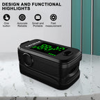 Fingertip Pulse Oximeter, Oxygen Level Pulse Rate, Includes Batteries and Lanyard - Black