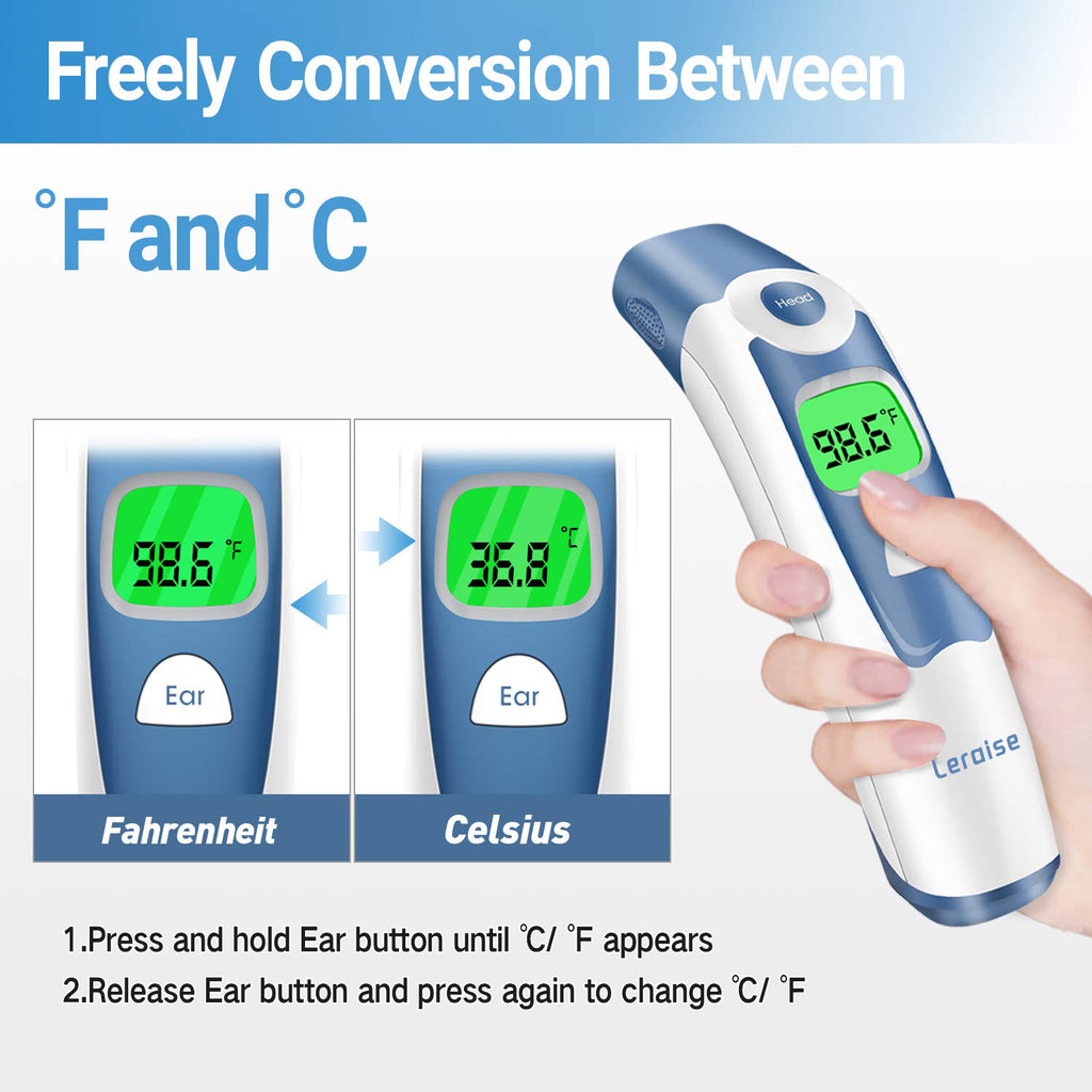 Forehead and Ear Thermometer for Baby, Fast Reading with Fever Alarm & Memories Recal