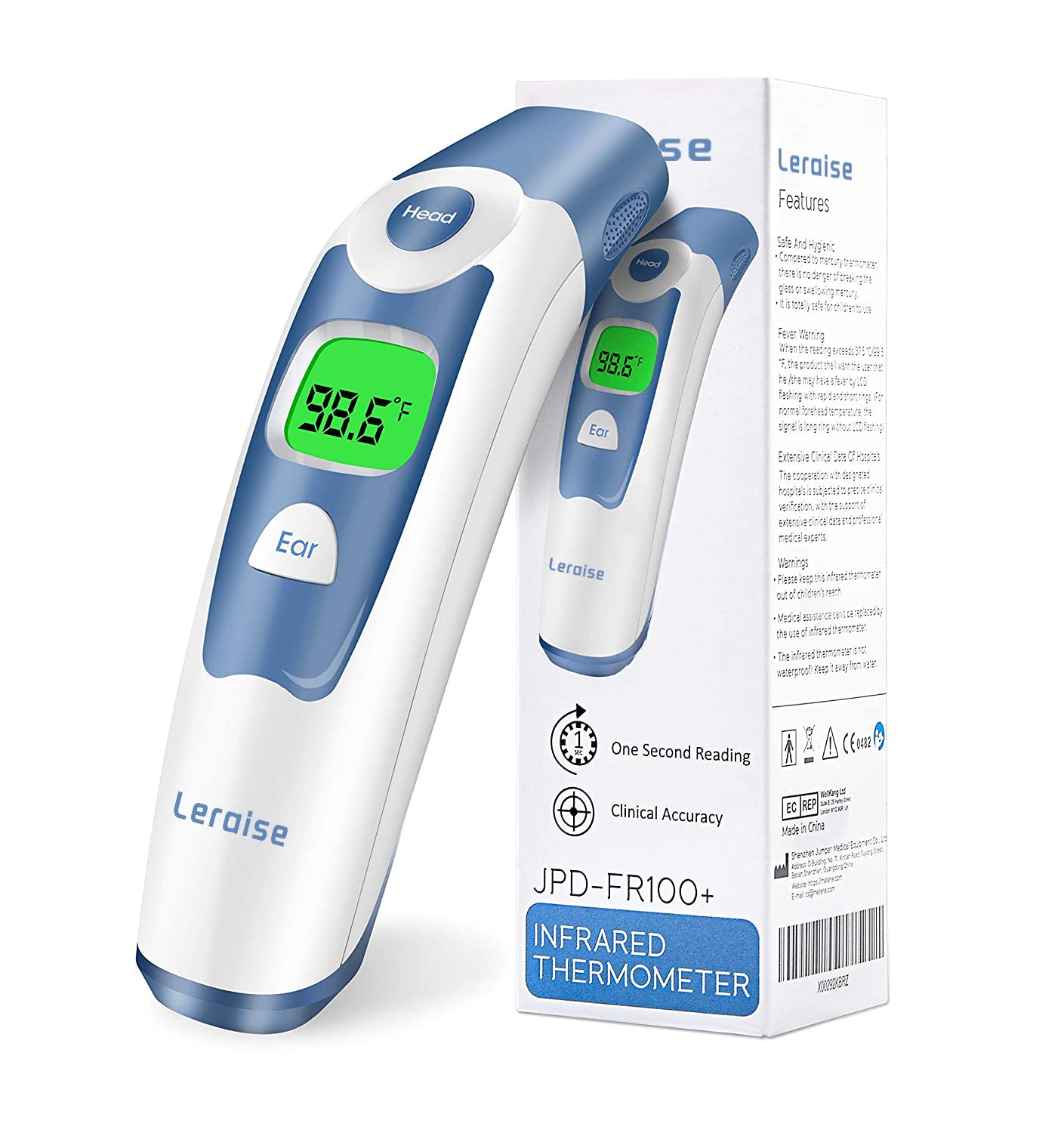 Forehead and Ear Thermometer for Baby, Fast Reading with Fever Alarm & Memories Recal