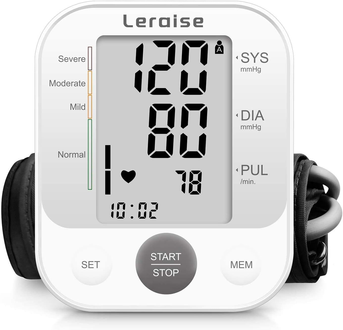 Leraise Automatic Arm Blood Pressure Monitor Digital BP Monitor with Large Backlight Display,  Adjustable Cuff, Pulse Rate Monitoring, Home Use Blood Pressure Machine for Elderly